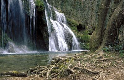 Reculée des Planches
bei Arbois, französischer Jura, 4. April 2004
Schlüsselwörter: Wasserfall, Karstquelle, Jura, Frankreich